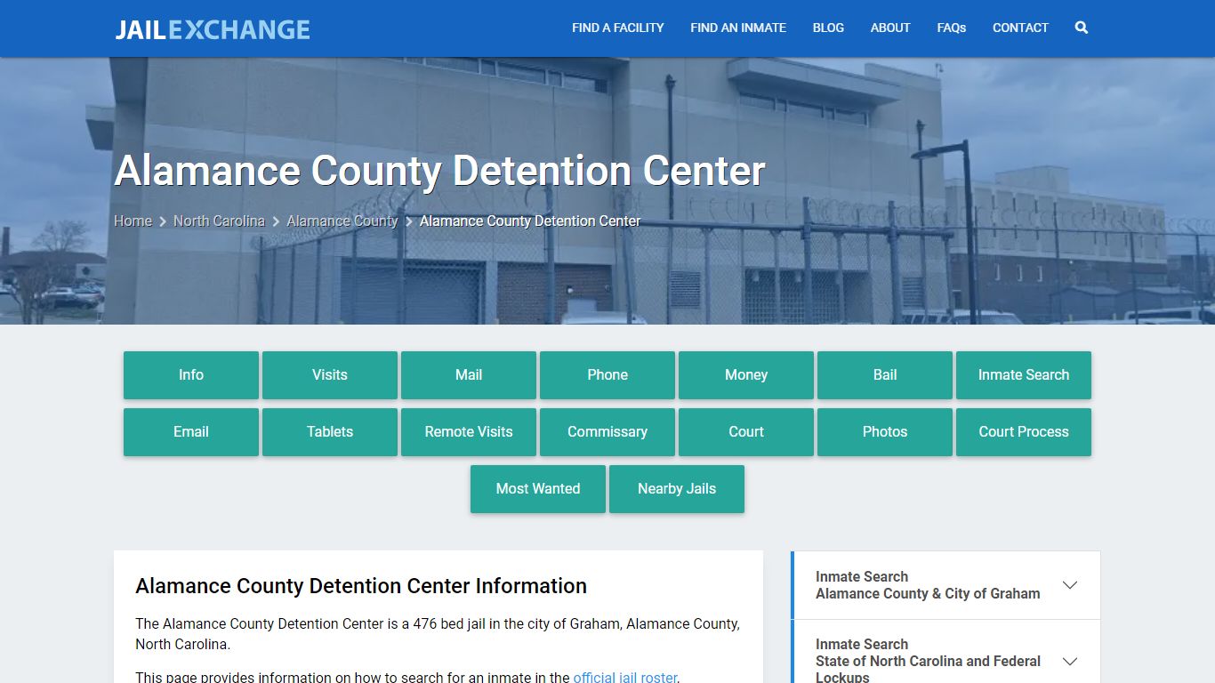 Alamance County Detention Center, NC Inmate Search, Information